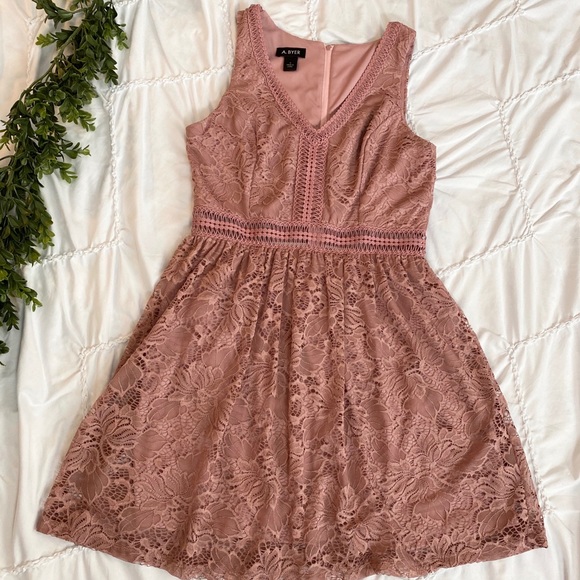 A. Byer Dresses & Skirts - Fit and Flare Mauve Lace Dress.  Juniors Size 11